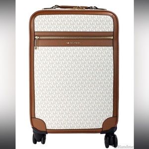 Michael Kors Travel Small Vanilla PVC Trolley Rolling Suitcase Carry On Bag